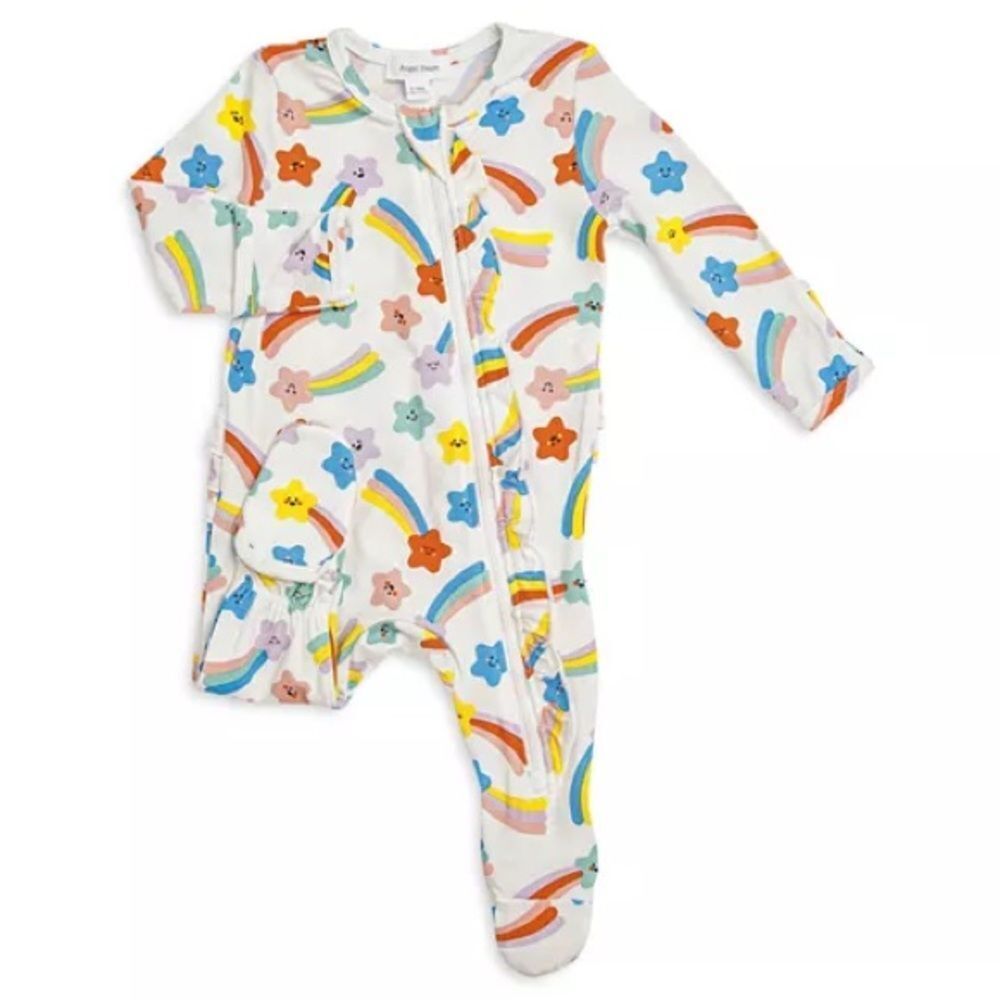 Angel Dear Baby Kids Shooting Star Printed Zip Up Footie Pajamas. 3-6 Months.